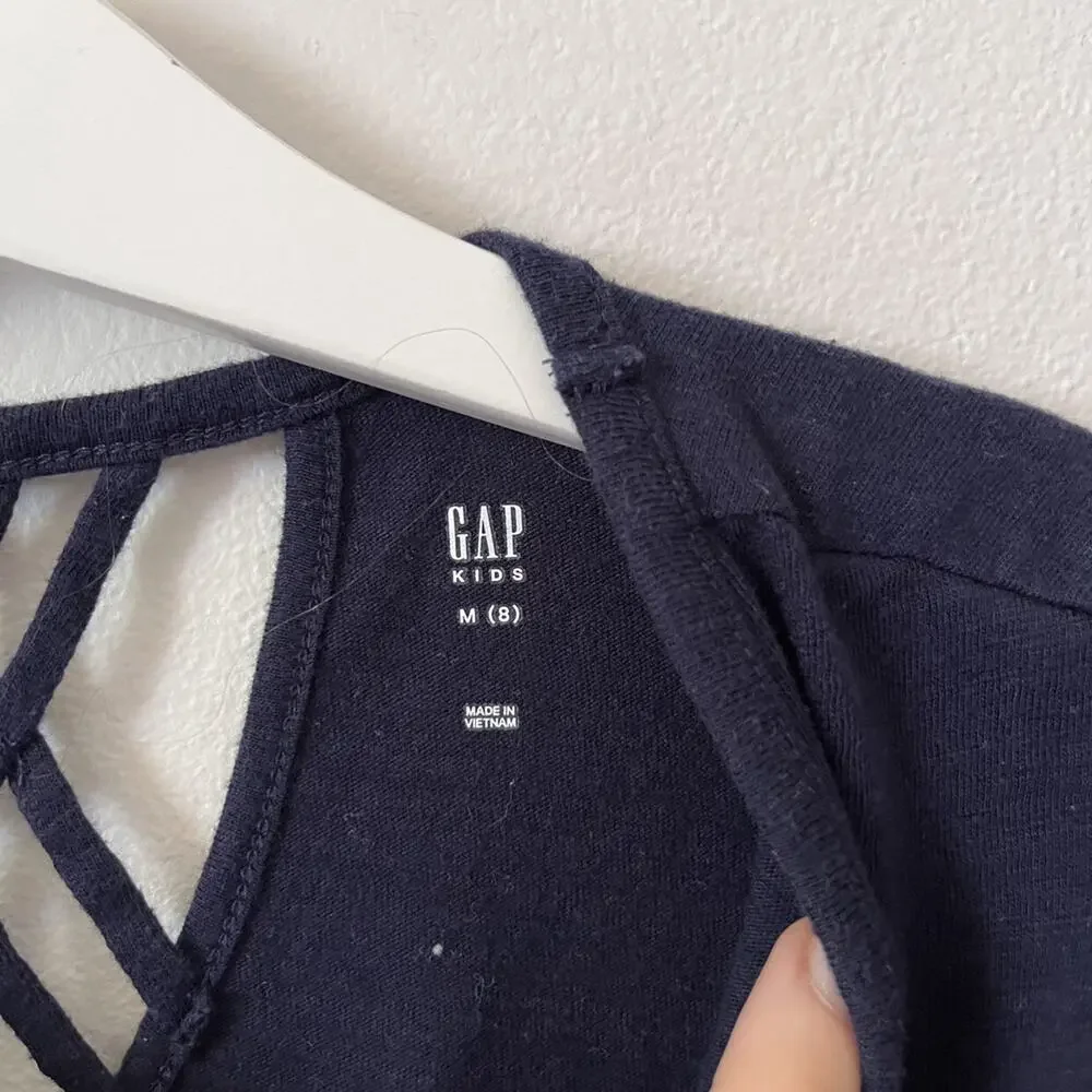 Gap Navy Lattice Back Tee - Medium 8